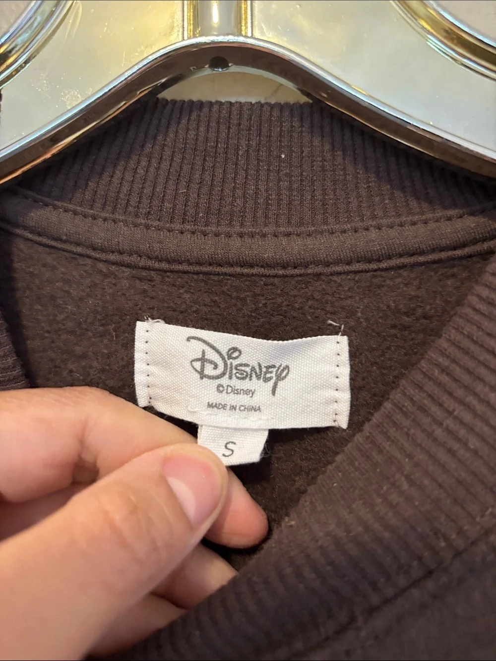 Disney Brown Crewneck Sweatshirt with Mickey Graphic and Red Accents